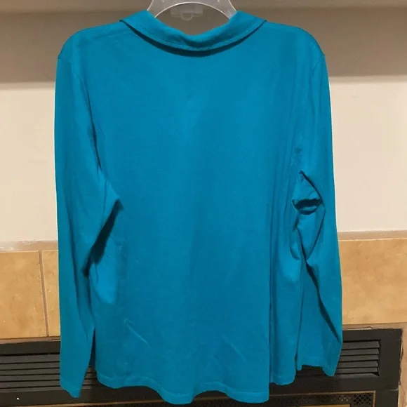 🩶🩶 Karen Scott Women’s Teal Button Down Shirt (size L) - Picture 2 of 8
